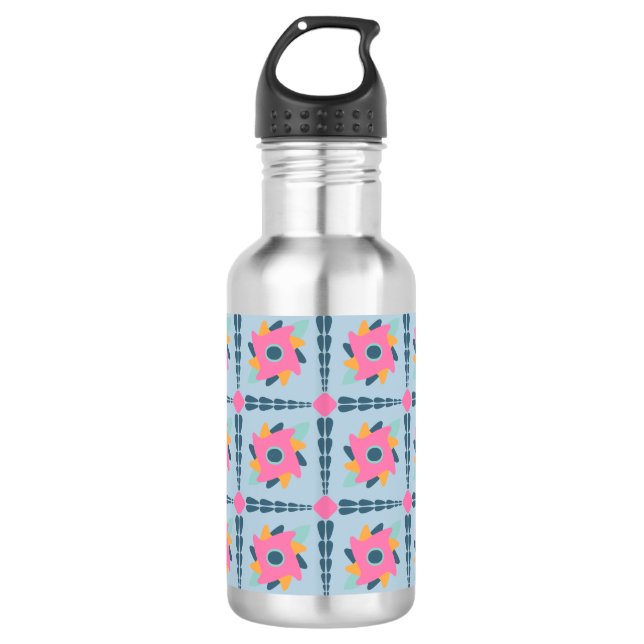 Vibrant Geometric Tile Design 532 Ml Water Bottle (Front)