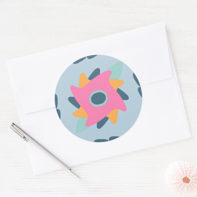Vibrant Geometric Tile Design Classic Round Sticker (Envelope)