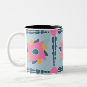 Vibrant Geometric Tile Design Two-Tone Coffee Mug