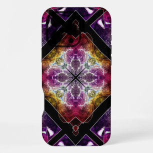 Vibrant Geometric with Purple and Gold Accents iPhone 16 Pro Max Case