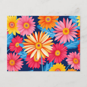 Vibrant Gerbera Daisies Flowers Plant Postcard