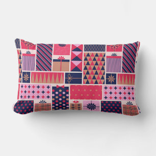 Vibrant Gift Box Pattern Collage Lumbar Pillow