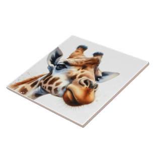 Vibrant Giraffe Watercolor Tile Art for Home Decor