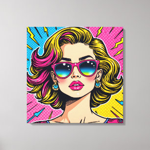 Vibrant Glam Pop Art - Retro 80's Style Canvas Print