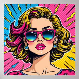 Vibrant Glam Pop Art - Retro 80's Style Poster