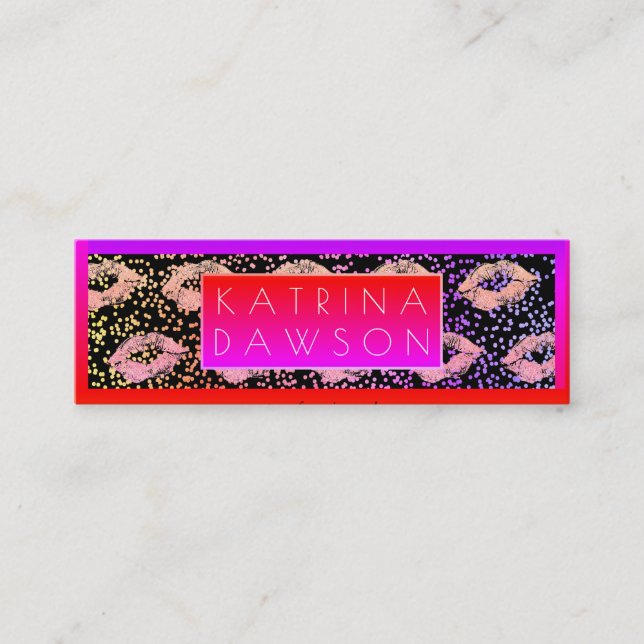 Vibrant Glamour Glitter Kisses and Specks Mini Business Card (Front)