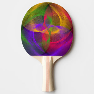 Vibrant Glossy Finish Geometric Ping Pong Paddle