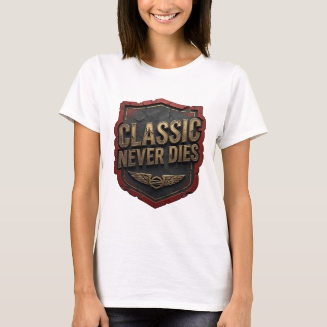 Vibrant Gold CLASSIC NEVER DIES Statement Tee (Front)