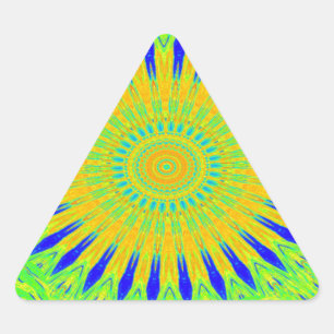 Vibrant Golden Green African Fabric Pattern Art Triangle Sticker