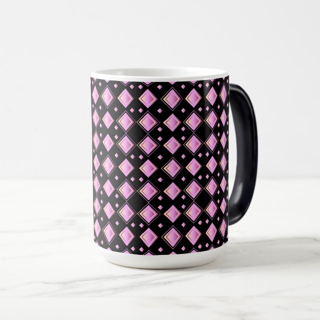 Vibrant Gradient Pink Diamond Geometric Pattern Magic Mug (Front Right)