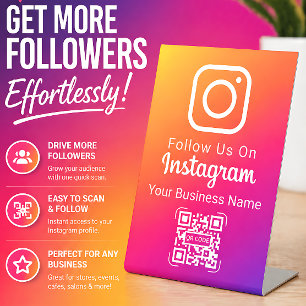 Vibrant Gradient Social Media Instagram Follow Us Pedestal Sign
