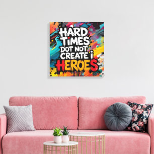 Vibrant Gradient Typographical Create Heroes  Canvas Print