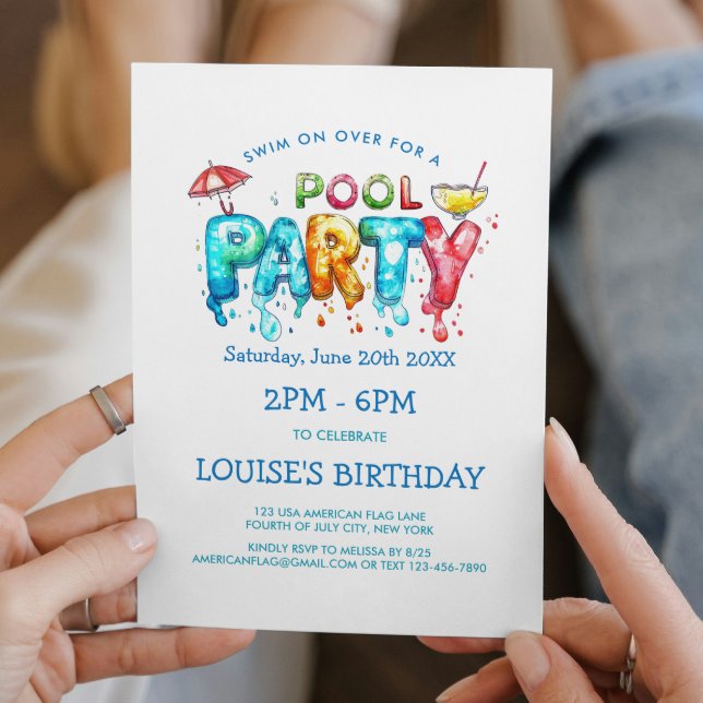 Vibrant Graffiti Style Pool Party Invitation (Creator Uploaded)