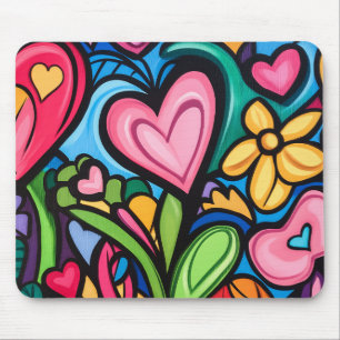 Vibrant Graffiti Valentine's Day Art Mouse Pad