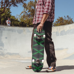Vibrant Green and Black Pattern Skateboard
