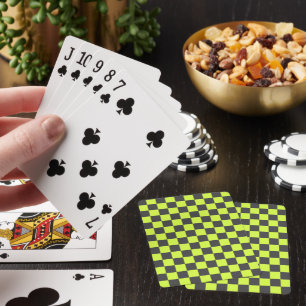 Vibrant Green and Grey Chequered Pattern Playing Cards