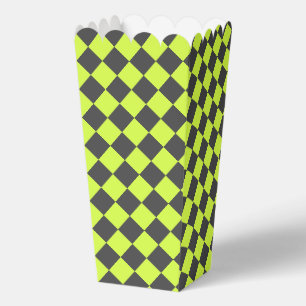 Vibrant Green and Grey Diamond Chequered Pattern Favor Box