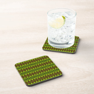 Vibrant Green and Orange Geometric Coaster