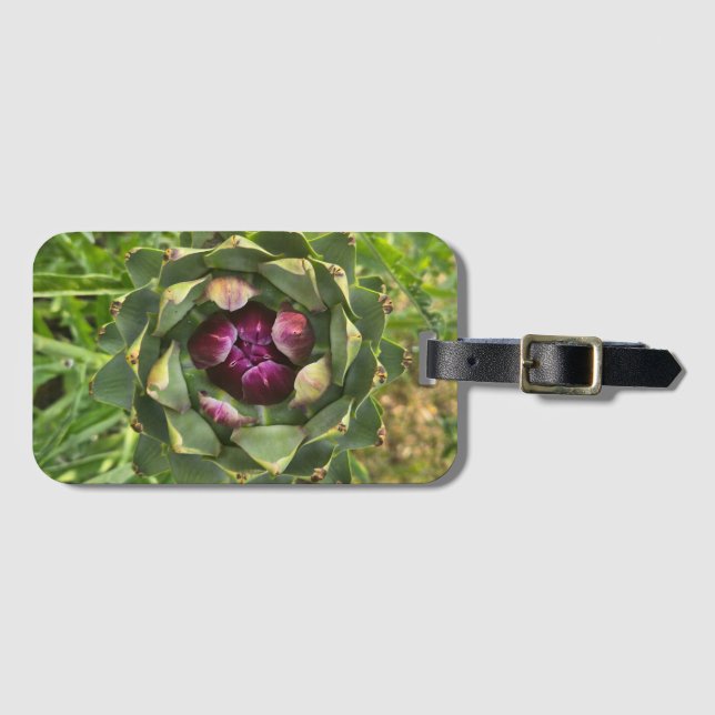 Vibrant Green and Purple Tuscan Artichoke Luggage Tag (Front Horizontal)