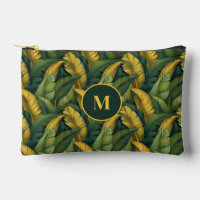Vibrant Green Banana Foliage Pattern Monogramed