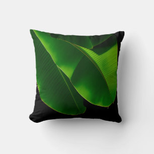 Vibrant Green Banana Leaf Tropical Closeup Throw Pillow