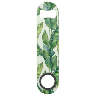 Vibrant Green Banana Leaves Watercolor Pattern Bar Key