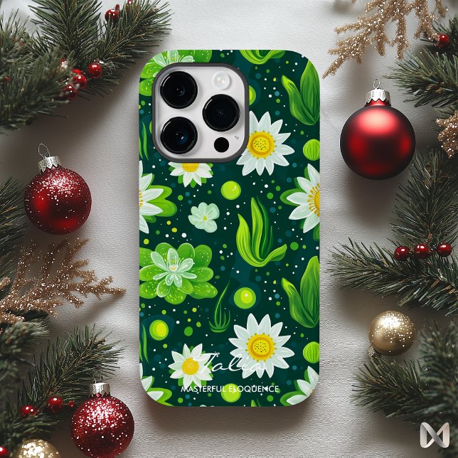 Vibrant Green Botanical Design with White Daisies Case-Mate iPhone Case (Creator Uploaded)