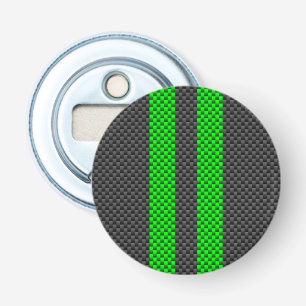 Vibrant Green Carbon Fiber Style Racing Stripes Bottle Opener