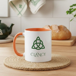 Vibrant Green Celtic Trinity Knot Family Name Mug