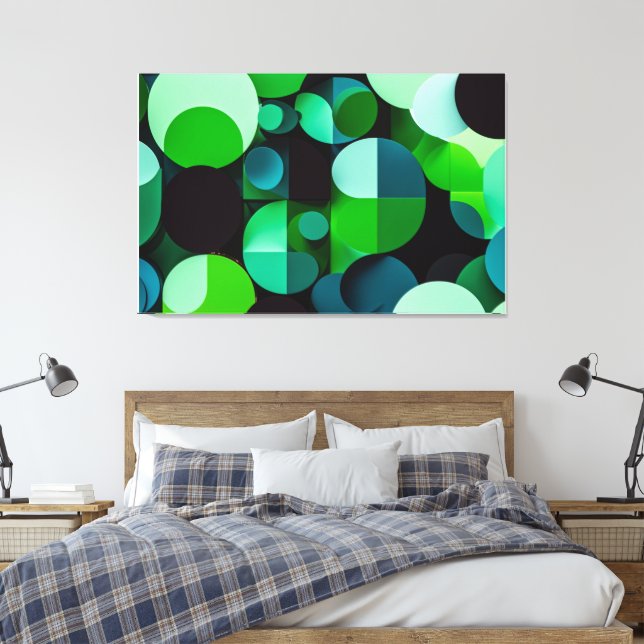 Vibrant Green Geometry Canvas Print (Insitu(Bedroom))