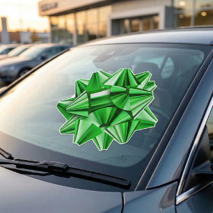 Vibrant Green Gift Bow Window Decal
