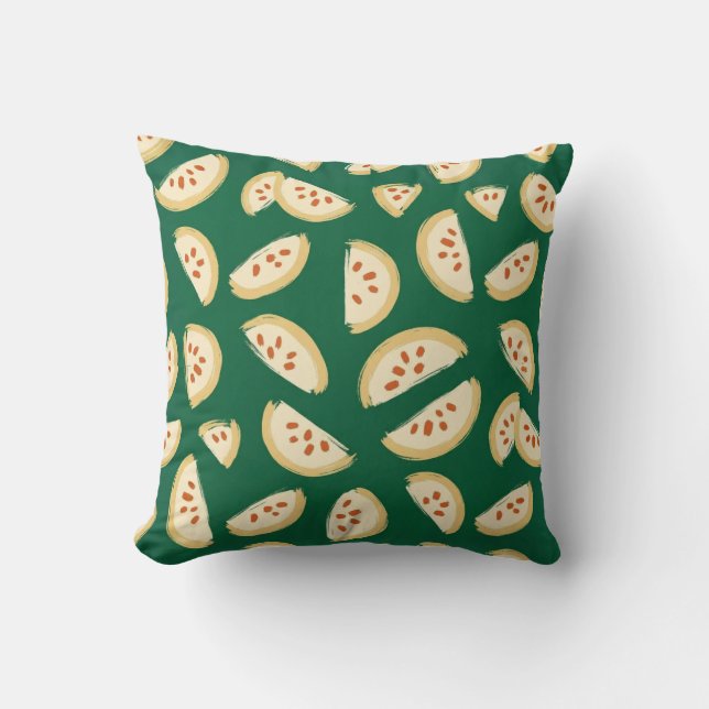 vibrant green guava fruit pattern throw pillow (Front)