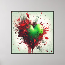 Vibrant Green Heart With Scattered Red Petals