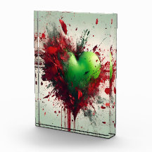 Vibrant Green Heart With Scattered Red Petals
