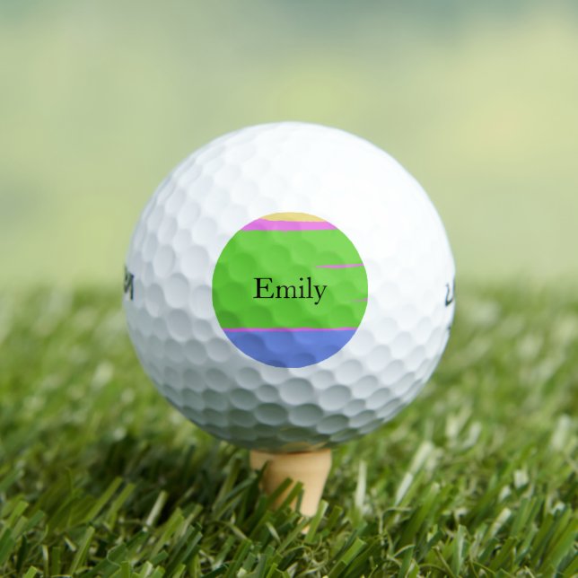 Vibrant Green Light Blue Custom Name Golf Balls (Insitu Tee)