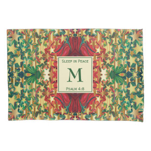 Vibrant Green Monogram Abstract Stars Pillowcase