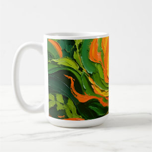 Vibrant Green Orange Swirl Coffee Mug