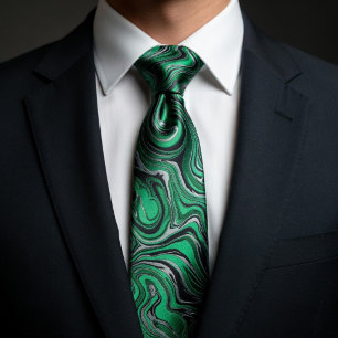 Vibrant Green Swirl Marble  Tie