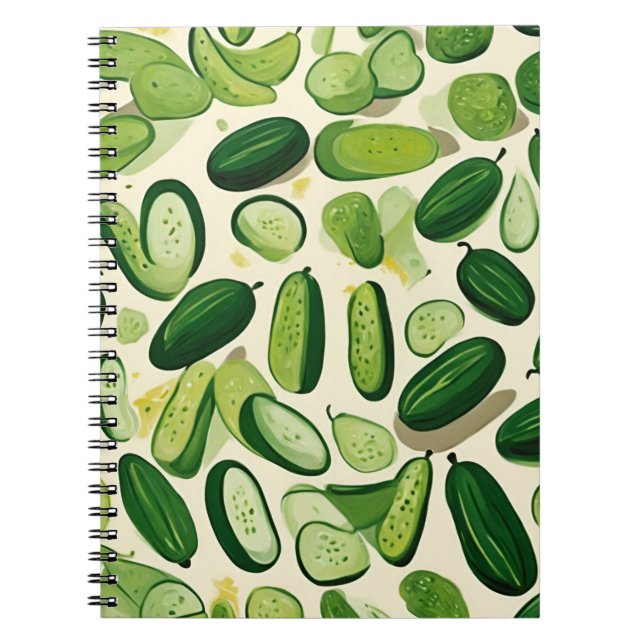 Vibrant Green Veggie Pattern Notebook (Front)