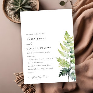 VIBRANT GREEN WATERCOLOUR FERN FOLIAGE WEDDING INVITATION