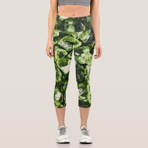 Vibrant greenery crystal rocks capri leggings