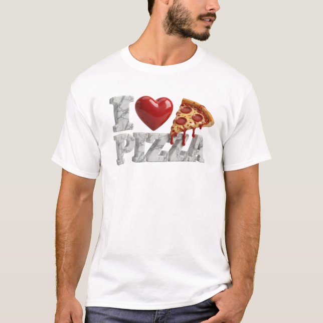 Vibrant Grey I LOVE PIZZA Graphic Tee Design (Front)
