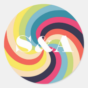 Vibrant Groovy Psychedelic Retro Bold Script Classic Round Sticker