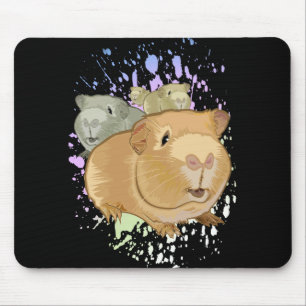 Vibrant Guinea Pig Trio Colour Splash Pet Lover Mouse Pad
