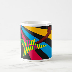 Vibrant Guitar with Geometric Stripes Coffee Mug