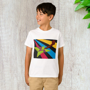 Vibrant Guitar with Geometric Stripes T-Shirt