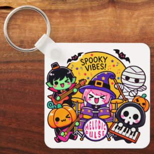 Vibrant Halloween Band: Spooky Vibes Artwork Keychain