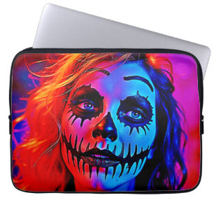 Vibrant Halloween Makeup Art Laptop Sleeve