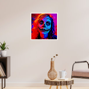 Vibrant Halloween Makeup Art Poster