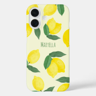 Vibrant Hand-drawn Yellow Lemons Watercolor iPhone 16 Case